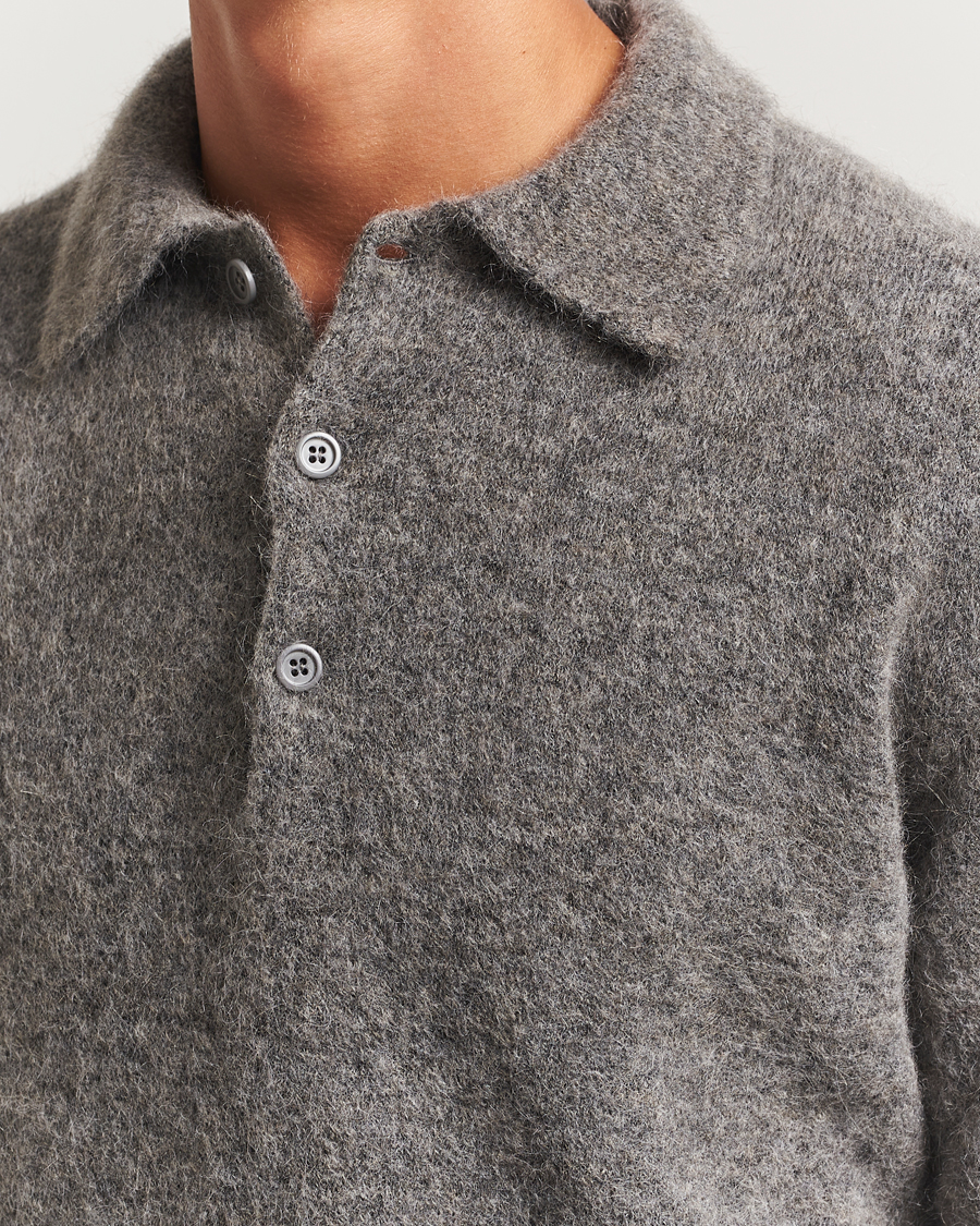 Herren | Pullover | Sunflower | Mohair Knitted Polo Grey Melange