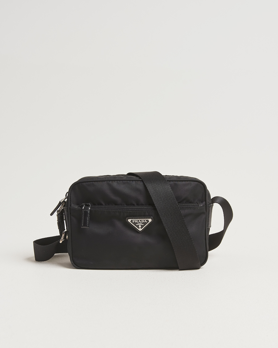 Herren | Prada Pre-Owned Tessuto Nylon Leather Shoulder Bag Black | Prada Pre-Owned | Tessuto Nylon Leather Shoulder Bag Black