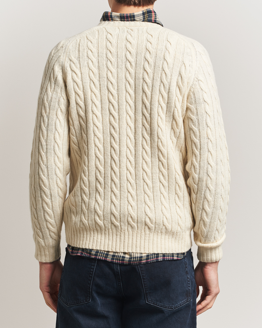 Herren | Pullover | BEAMS PLUS | Cable Crew Neck Sweater Off White