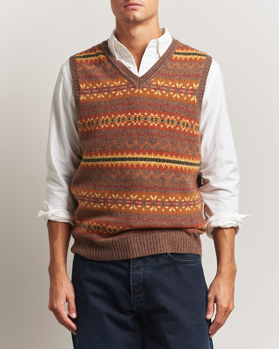 Herren | Pullover | BEAMS PLUS | Fairisle Knit Vest Light Brown