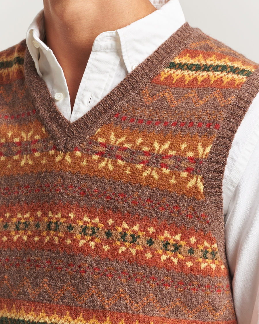 Herren | Pullover | BEAMS PLUS | Fairisle Knit Vest Light Brown