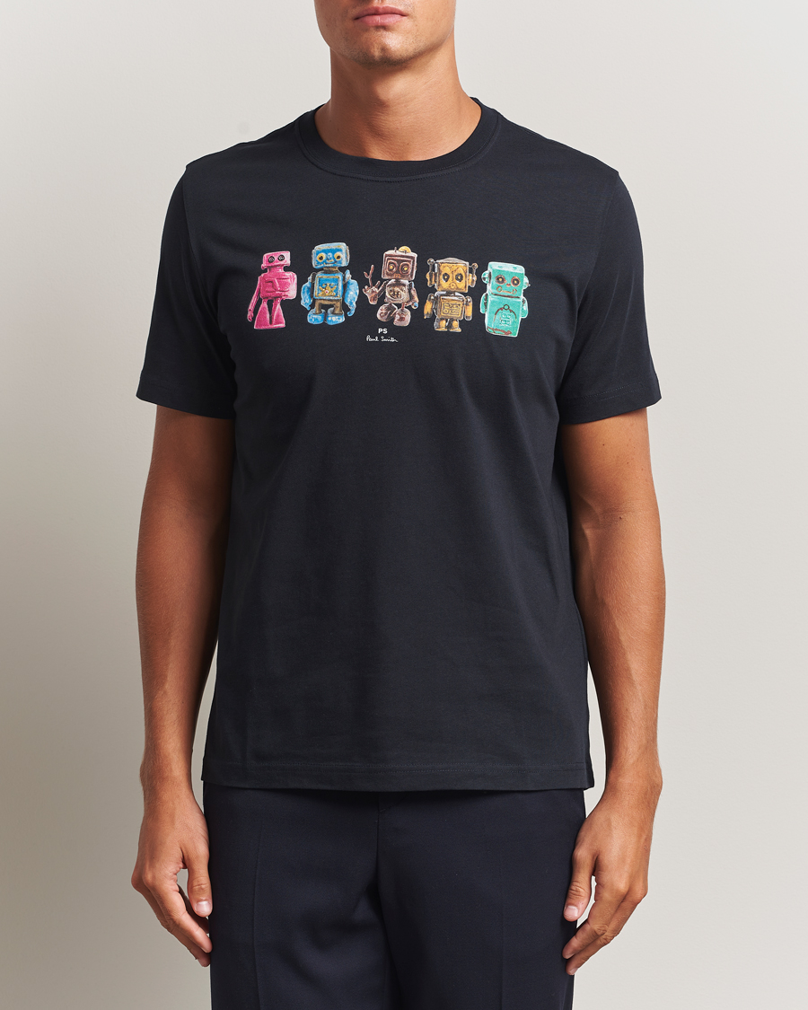 Herren | T-Shirts | PS Paul Smith | Robots Crew Neck T-Shirt Blue