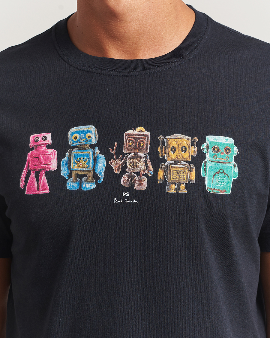 Herren | T-Shirts | PS Paul Smith | Robots Crew Neck T-Shirt Blue