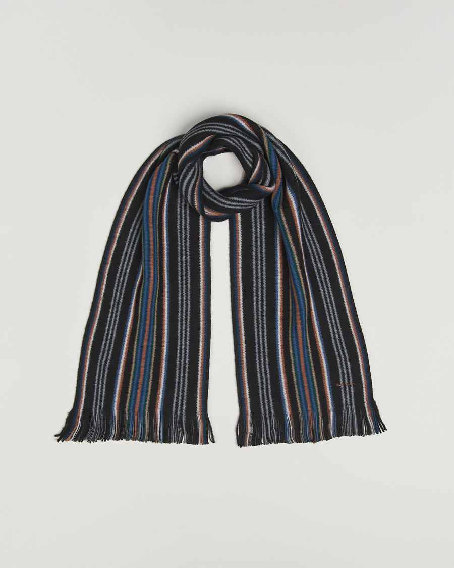 Herren | Paul Smith Merino Wool Striped Scarf Black Multi | Paul Smith | Merino Wool Striped Scarf Black Multi