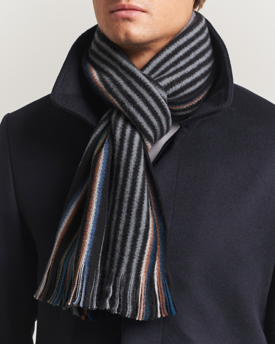 Herren | Paul Smith Merino Wool Striped Scarf Black Multi | Paul Smith | Merino Wool Striped Scarf Black Multi