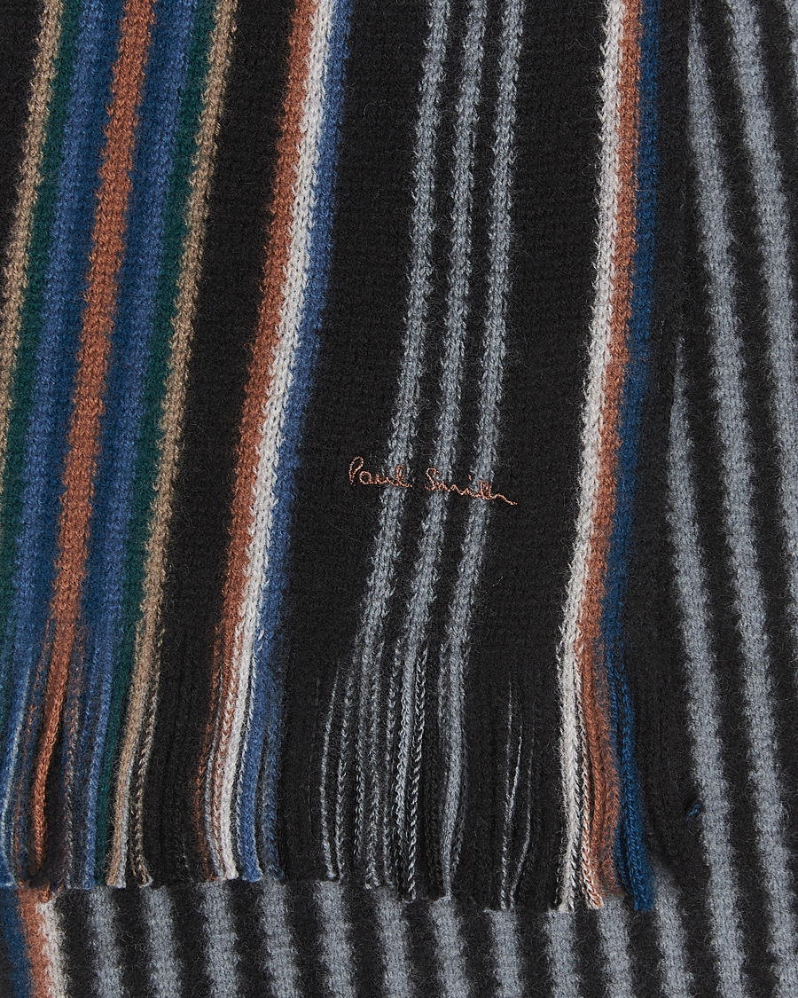 Herren | Paul Smith Merino Wool Striped Scarf Black Multi | Paul Smith | Merino Wool Striped Scarf Black Multi