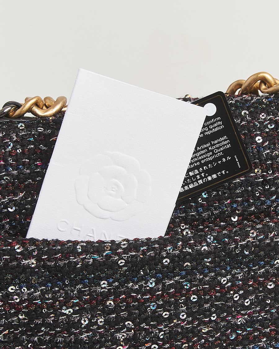 Herren | Chanel Pre-Owned Chanel 19 Sequins Large Handbag Black | Chanel Pre-Owned | Chanel 19 Sequins Large Handbag Black