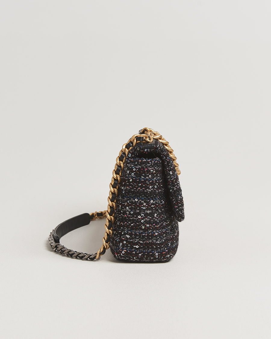 Herren | Chanel Pre-Owned Chanel 19 Sequins Large Handbag Black | Chanel Pre-Owned | Chanel 19 Sequins Large Handbag Black