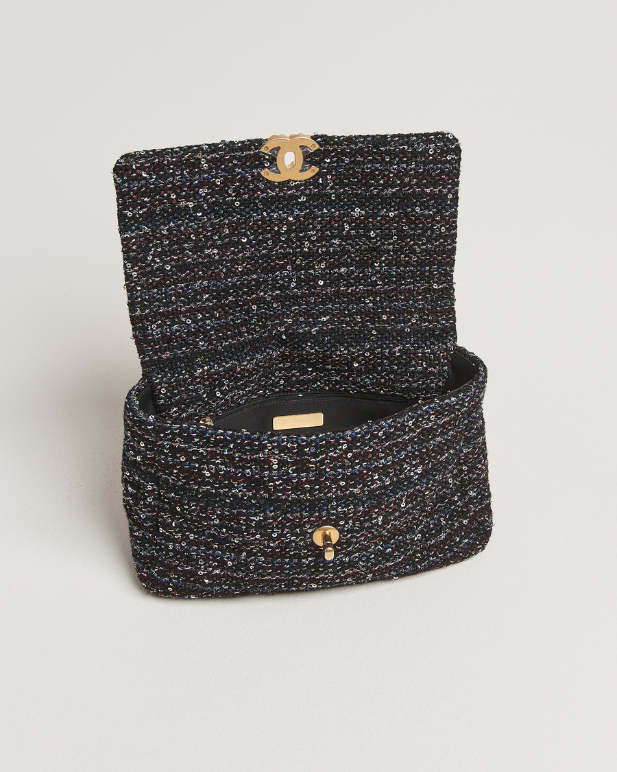 Herren | Chanel Pre-Owned Chanel 19 Sequins Large Handbag Black | Chanel Pre-Owned | Chanel 19 Sequins Large Handbag Black