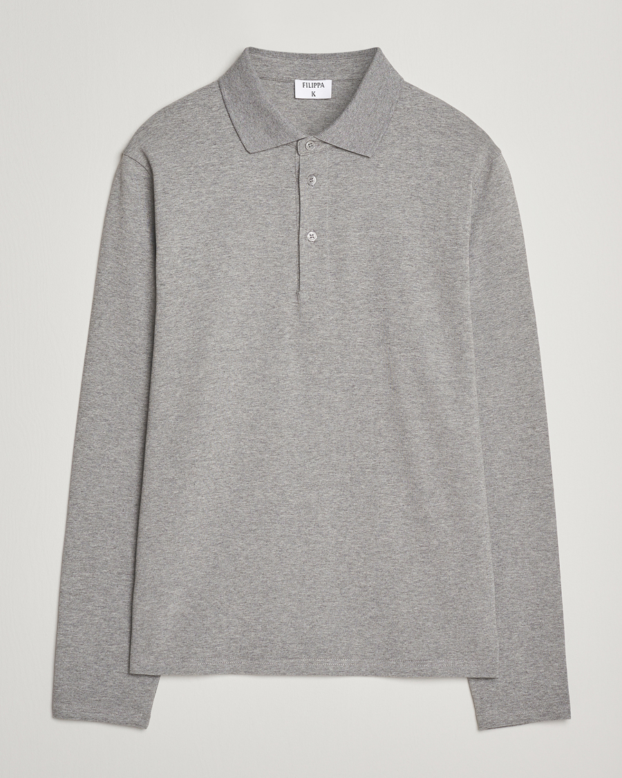 Herren | Poloshirts | Filippa K | Luke Lycra Polo Shirt Mid Grey Melange