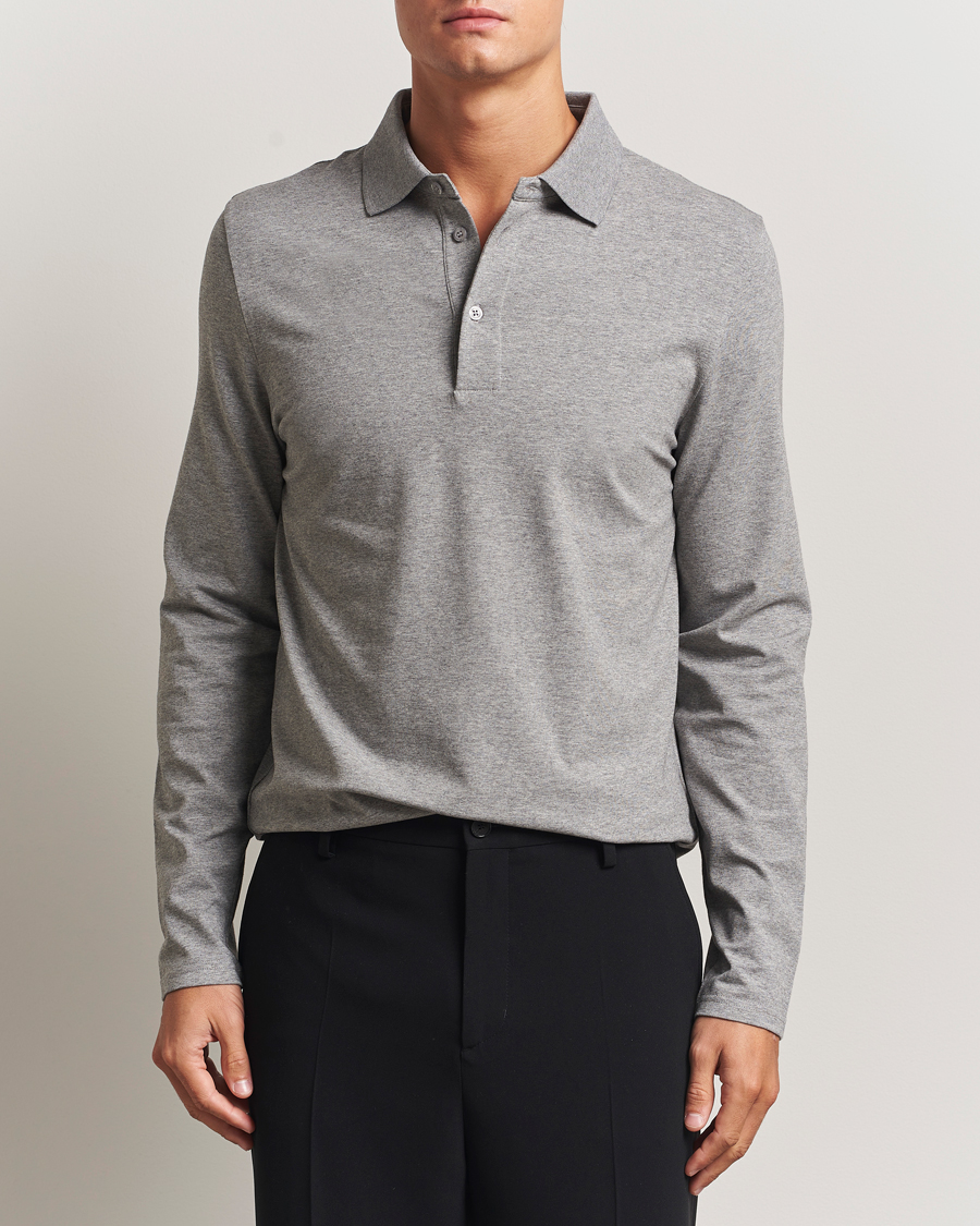 Herren | Poloshirts | Filippa K | Luke Lycra Polo Shirt Mid Grey Melange