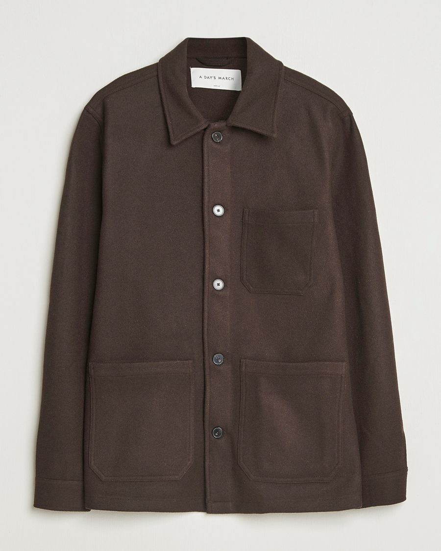 Herren | Hemden | A Day's March | Original Wool Overshirt Chocolate