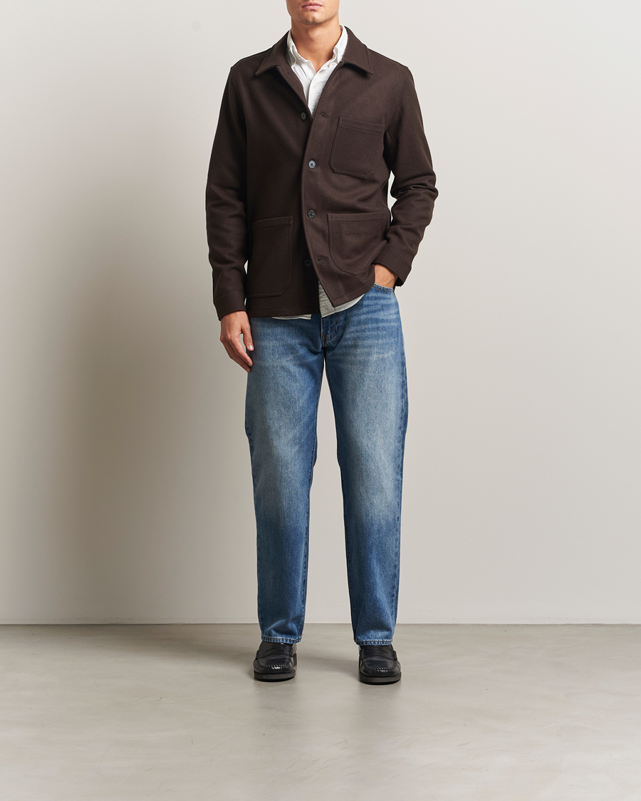 Herren | Hemden | A Day's March | Original Wool Overshirt Chocolate