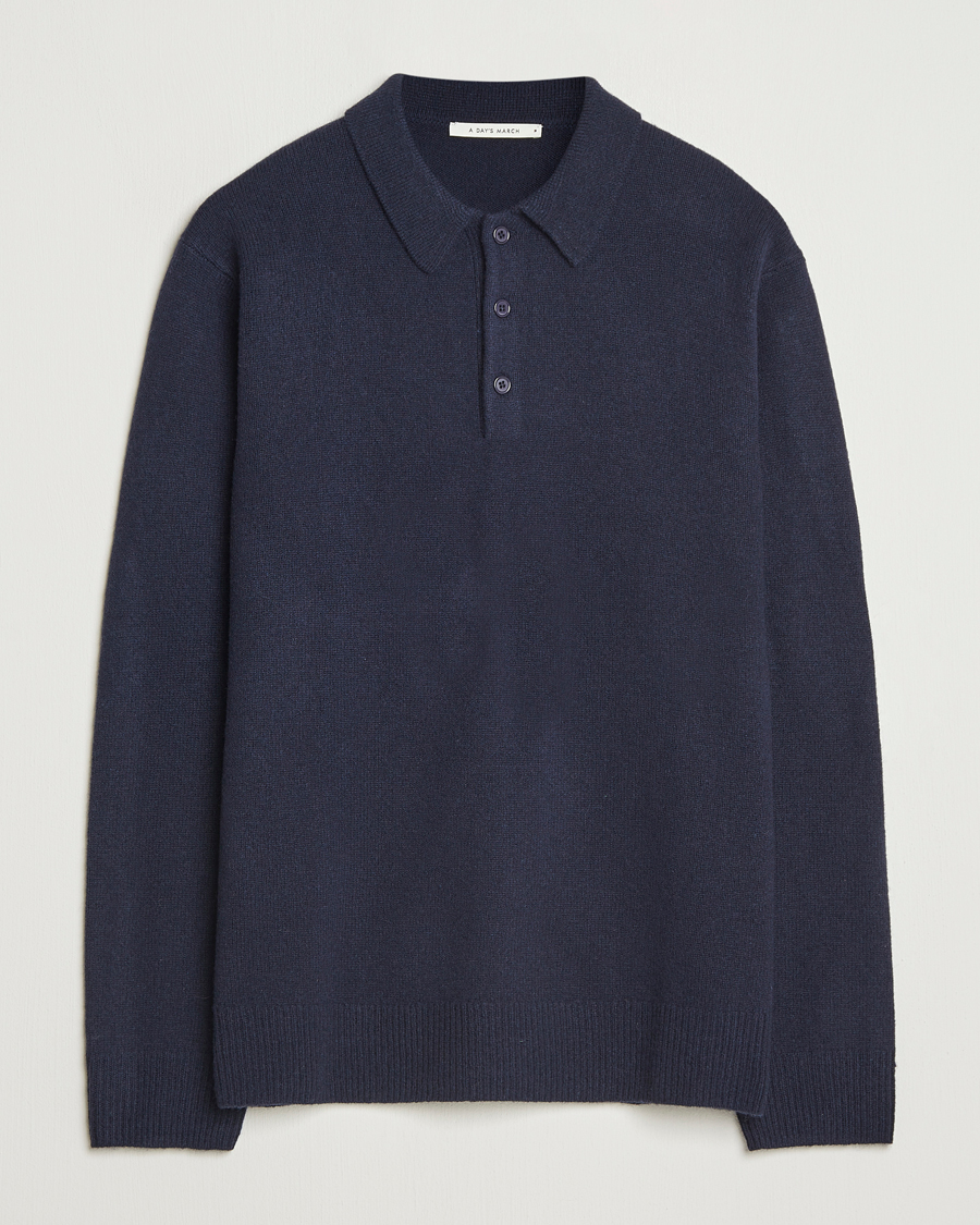 Herren | Pullover | A Day's March | Avoch Lambswool Polo Navy