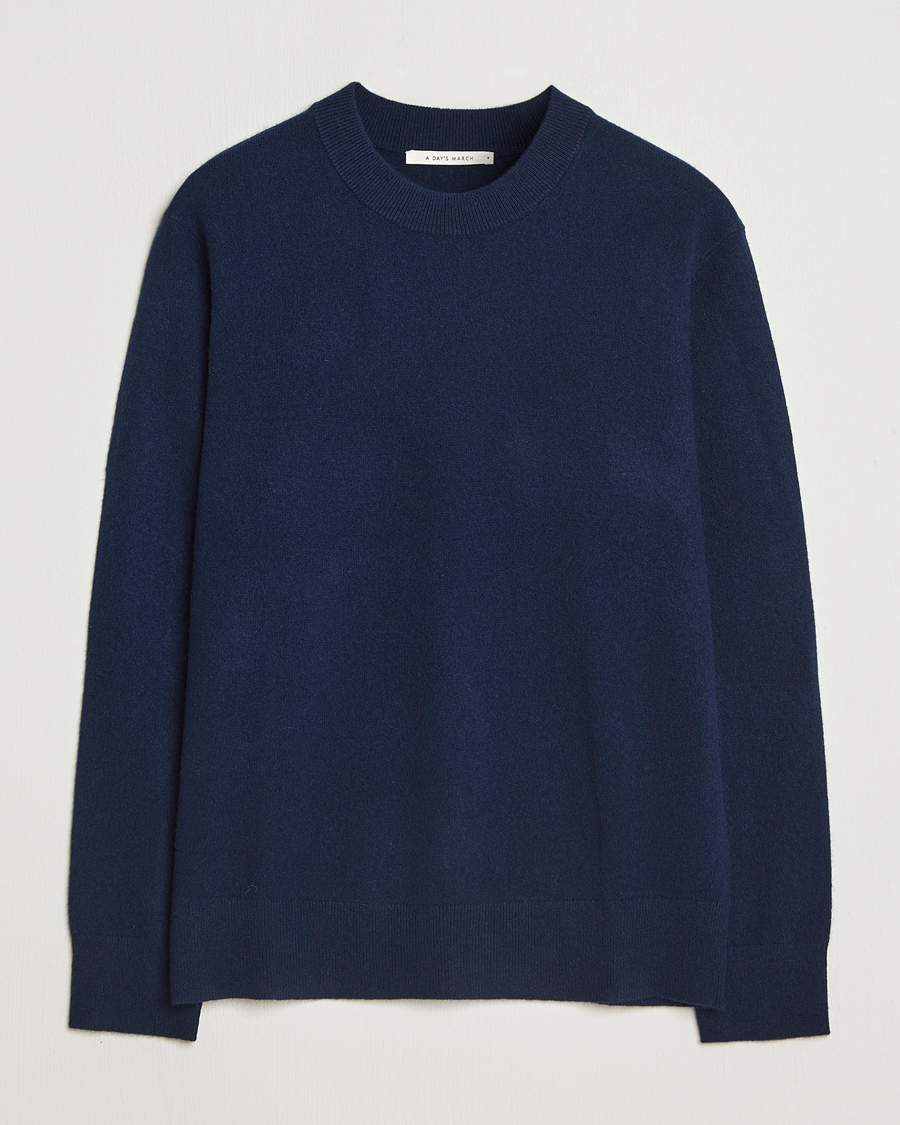 Herren | Pullover | A Day's March | Marlow Cashmere Blend Sweater Navy
