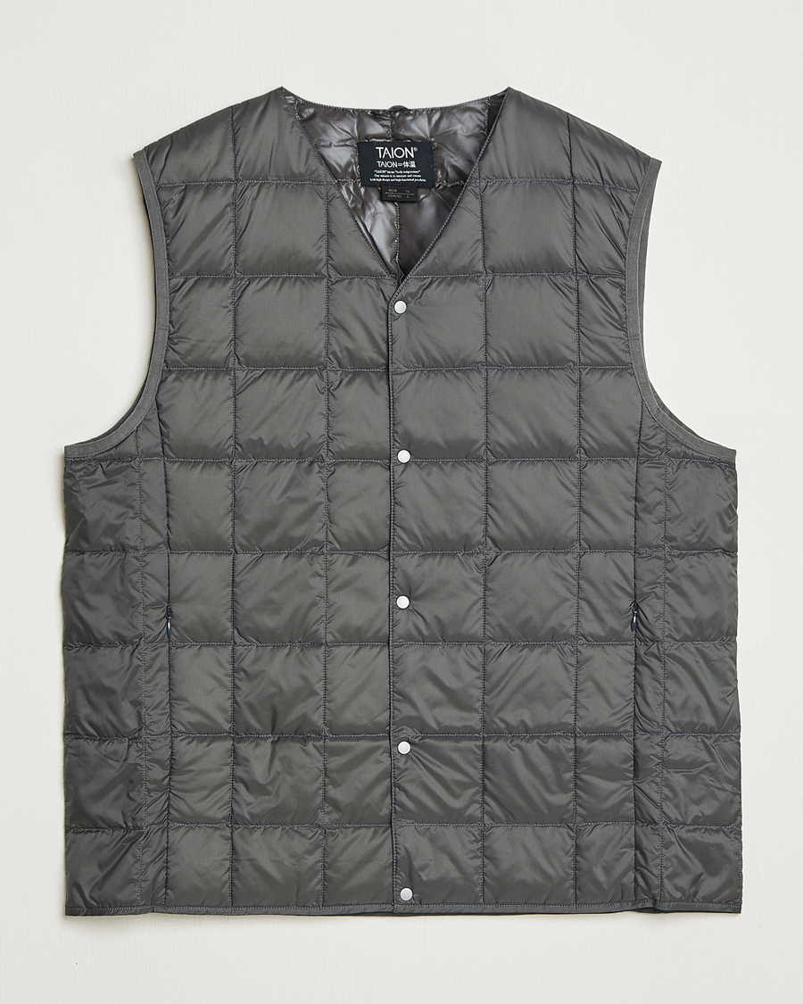 Herren | Jacken | TAION | V-Neck Lightweight Down Vest Dark Grey