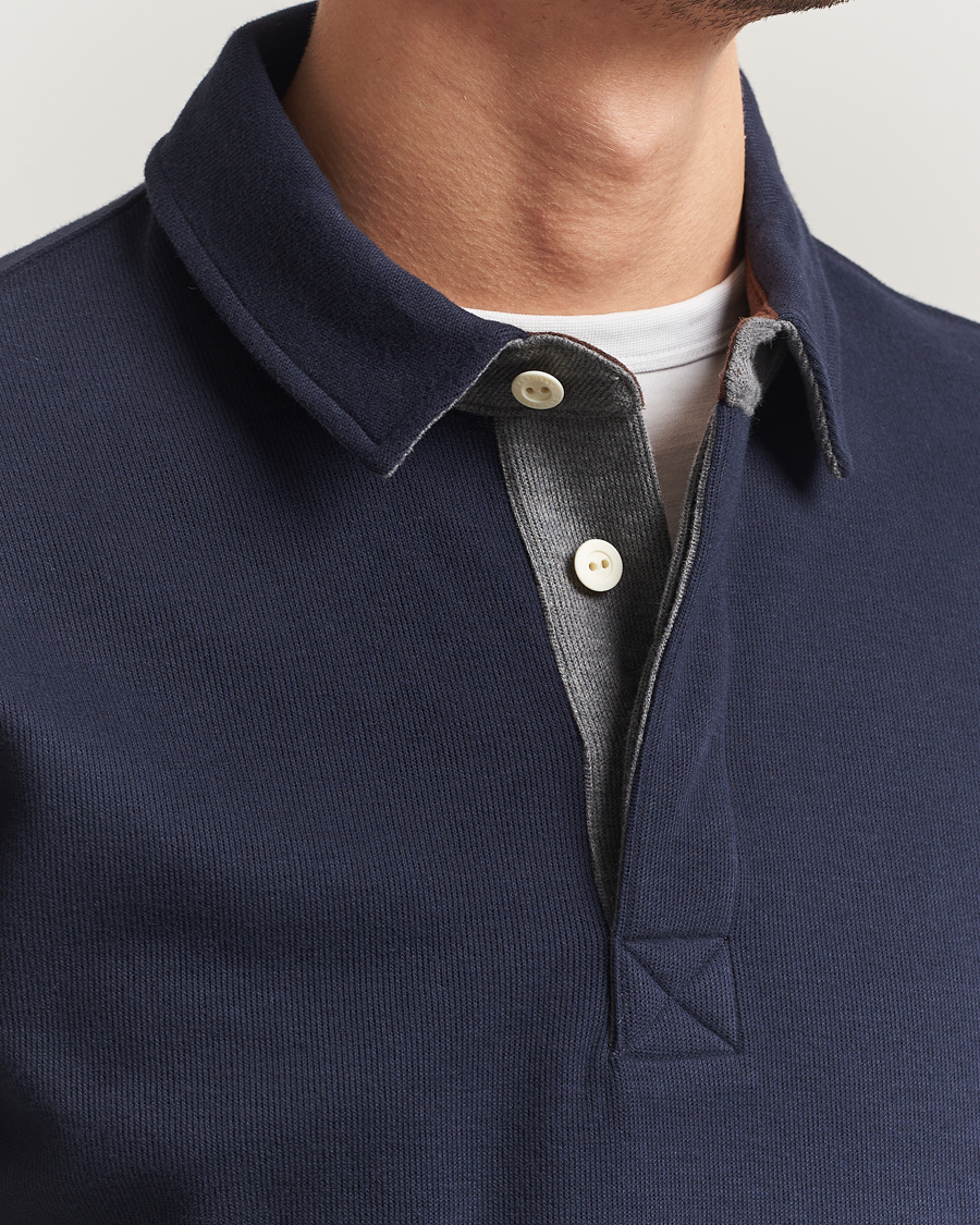 Herren | Poloshirts | Gant | Light Sacker Rib Long Sleeve Polo Evening Blue