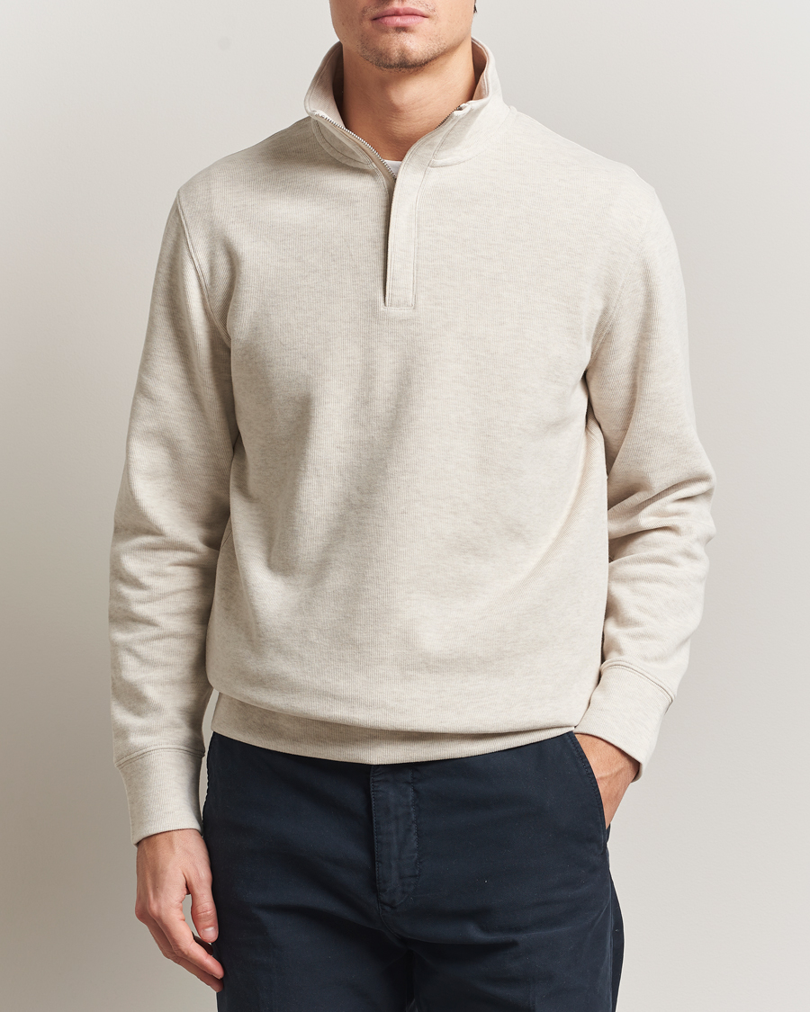 Herren | Pullover | Gant | Light Sacker Rib Half Zip Seed Melange