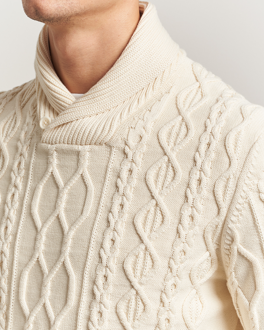 Herren | Pullover | GANT | Cable Shawl Collar Knitted Sweater Cream