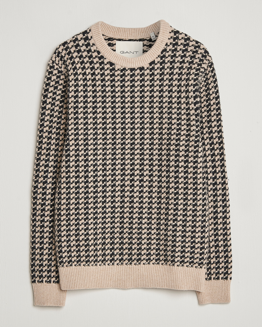 Herren | Pullover | GANT | Two Tone Textured Knitted Crew Neck Charcoal