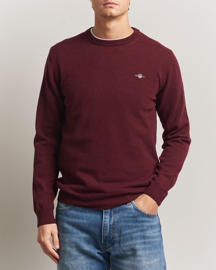 Herren | Pullover | Gant | Superfine Lambswool Crew Neck Bordeaux Melange