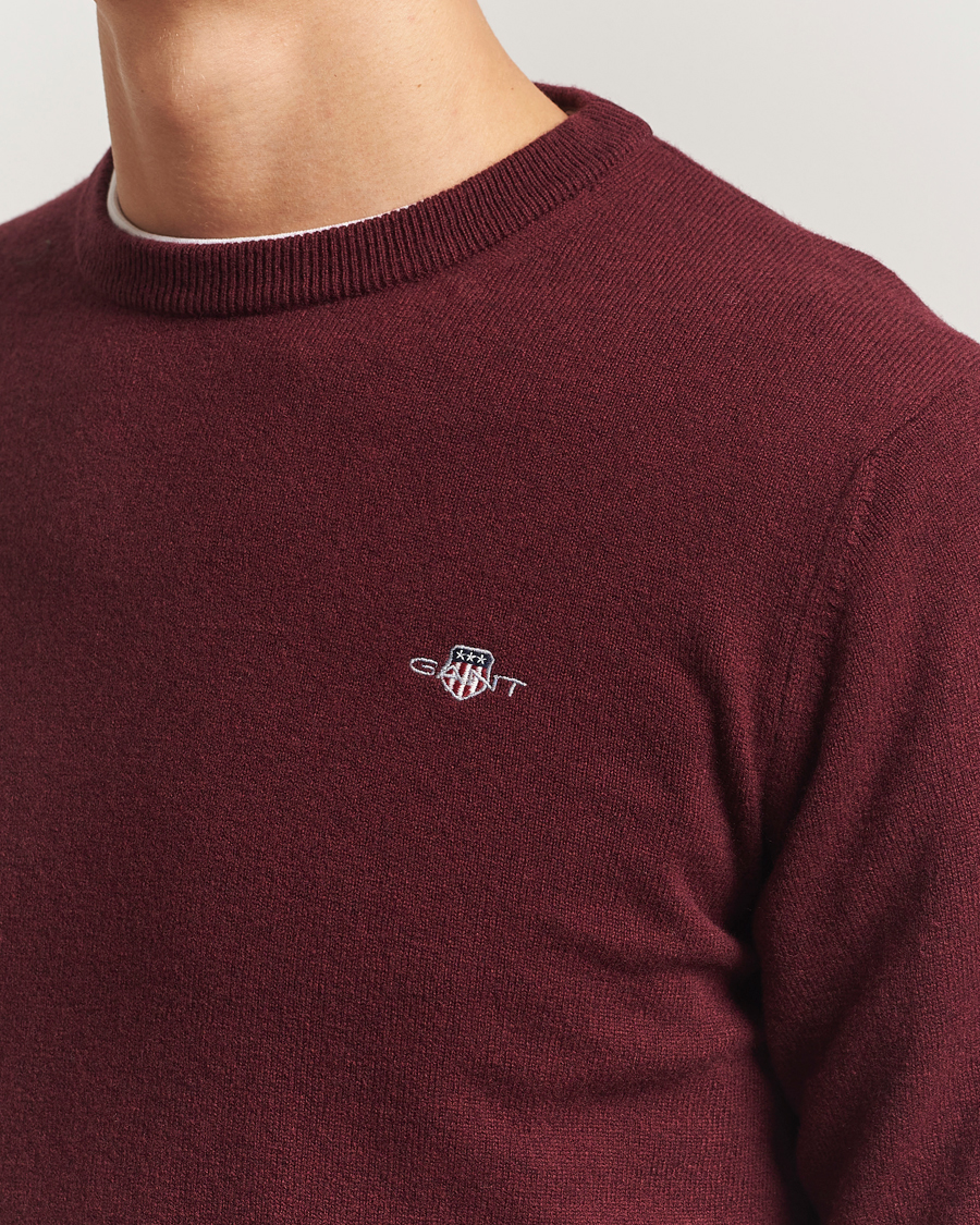 Herren | Pullover | Gant | Superfine Lambswool Crew Neck Bordeaux Melange