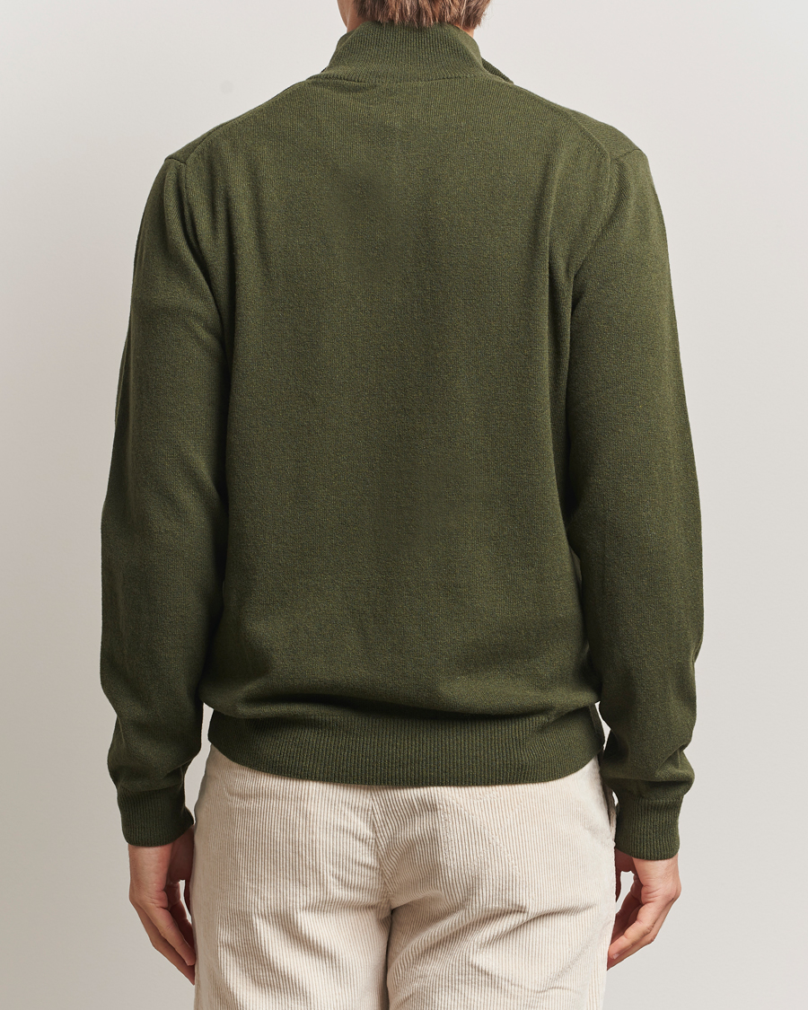 Herren | Pullover | GANT | Superfine Lambswool Half Zip Khaki Green Melange