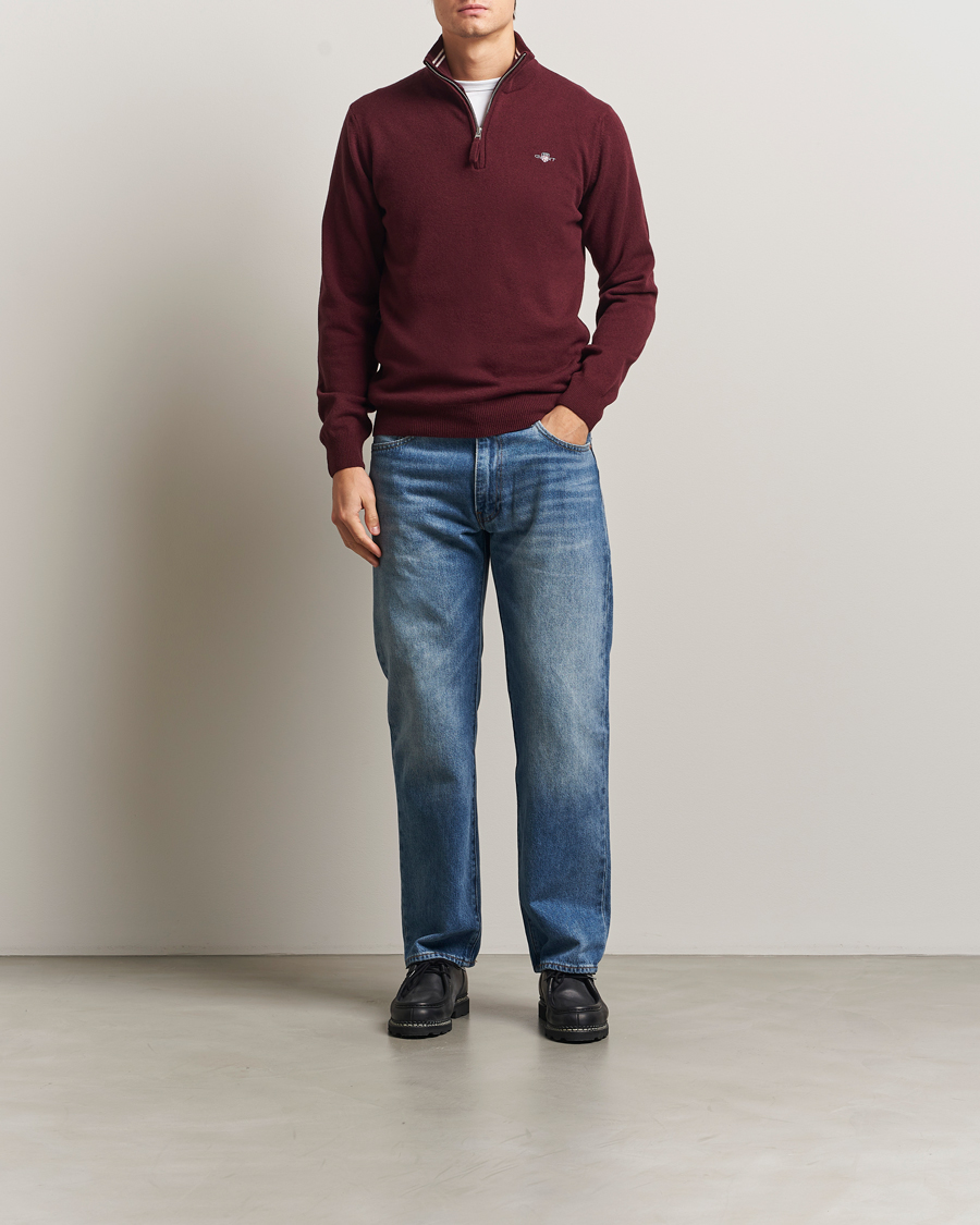 Herren | Pullover | Gant | Superfine Lambswool Half Zip Bordeaux Melange