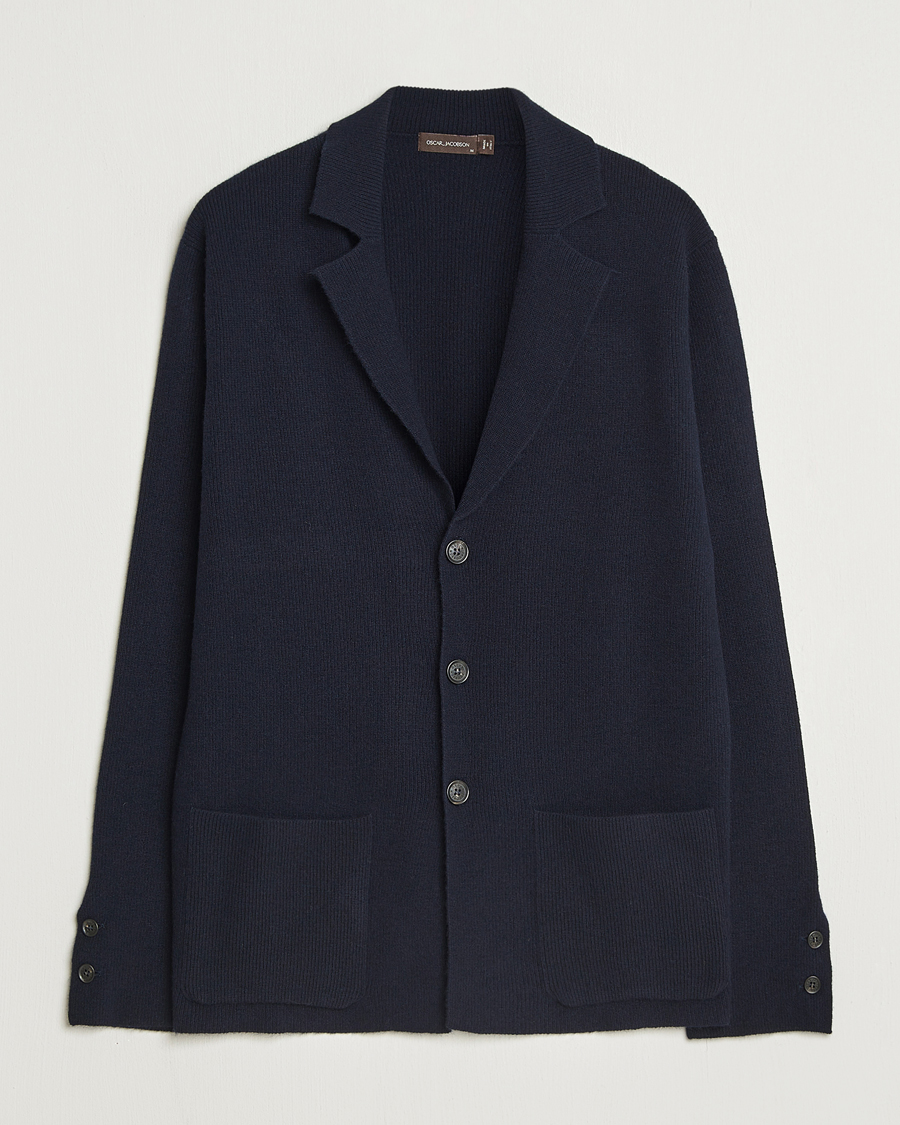 Herren | Sakkos | Oscar Jacobson | Antonio Knitted Wool Blazer Navy