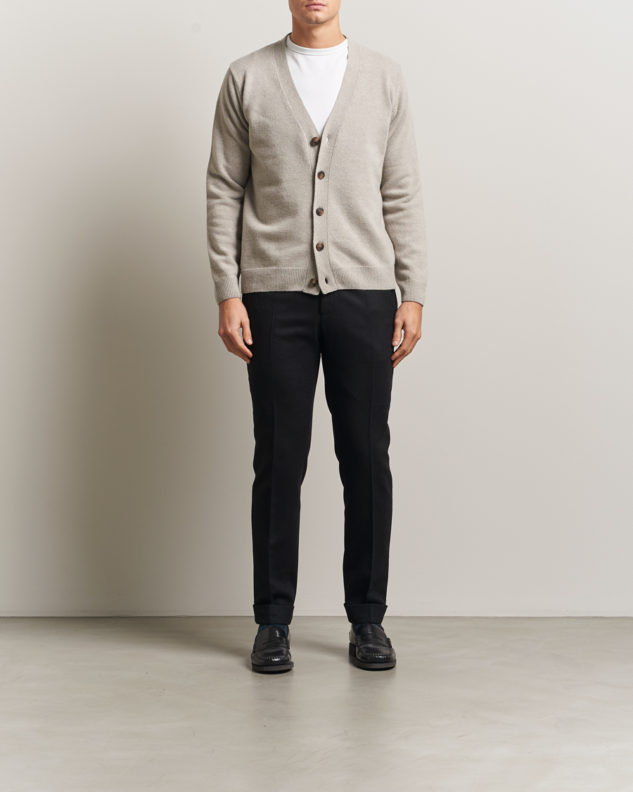 Herren | Pullover | Oscar Jacobson | Eduardo Wool Cardigan Beige