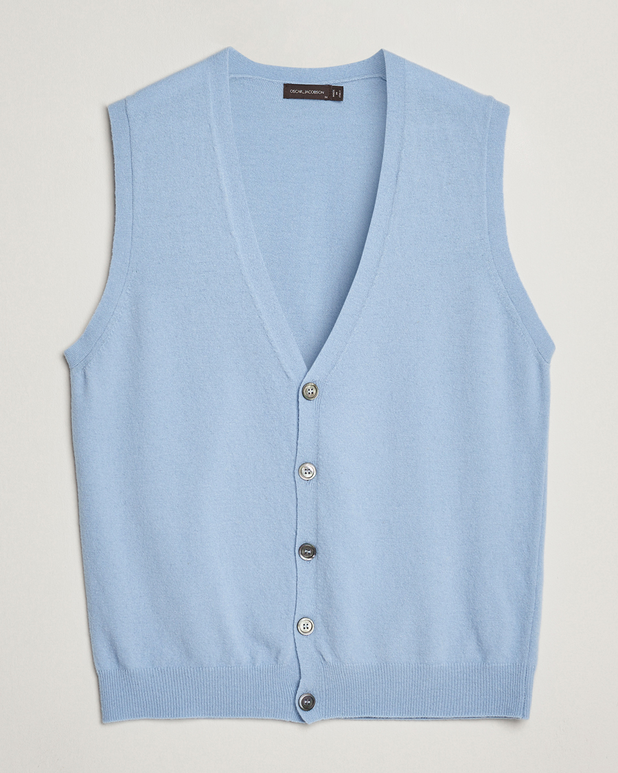 Herren | Pullover | Oscar Jacobson | Guiseppe Buttoned Vest Light Blue