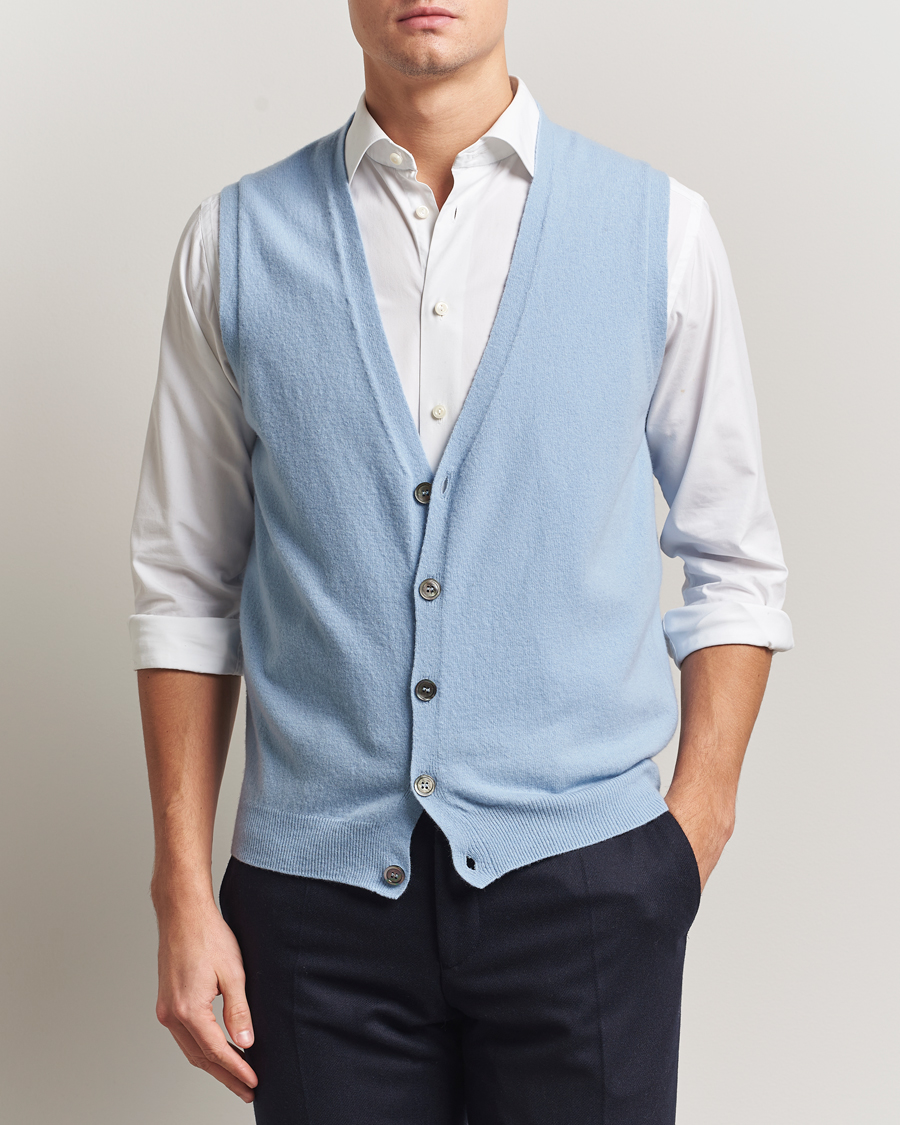 Herren | Pullover | Oscar Jacobson | Guiseppe Buttoned Vest Light Blue