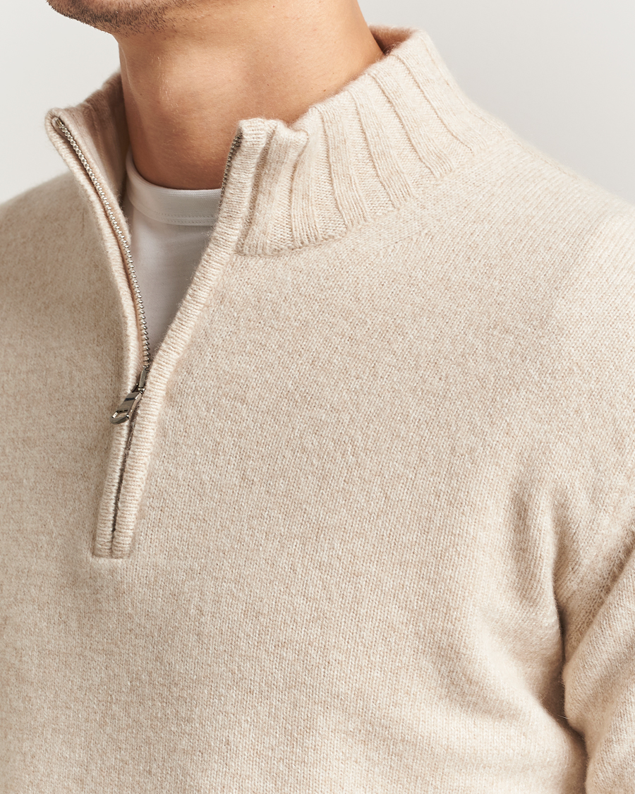 Herren | Pullover | Oscar Jacobson | Paul Wool/Cashmere Half-Zip Creme