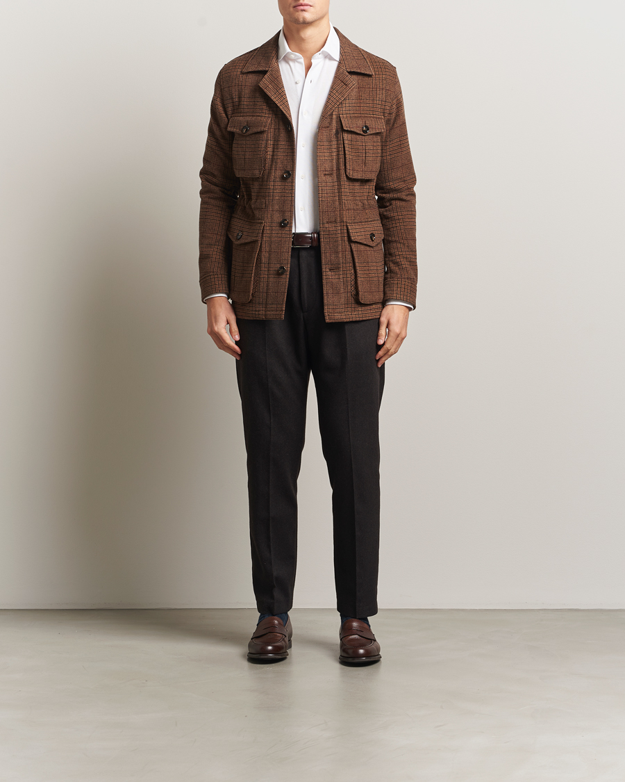 Herren | Jacken | Oscar Jacobson | Sirolo Checked Shirt Jacket Brown