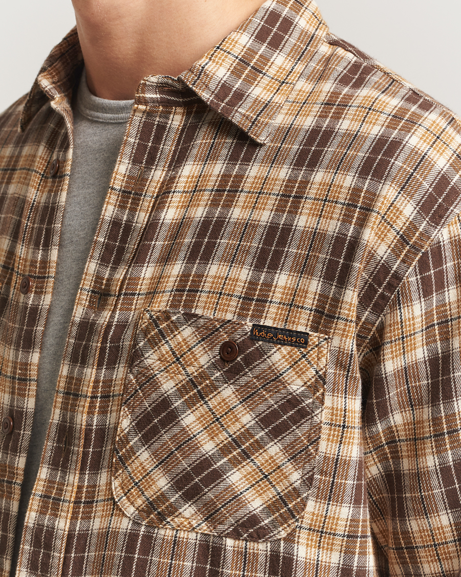 Herren | Hemden | Nudie Jeans | Julian Checked Worker Shirt Brown