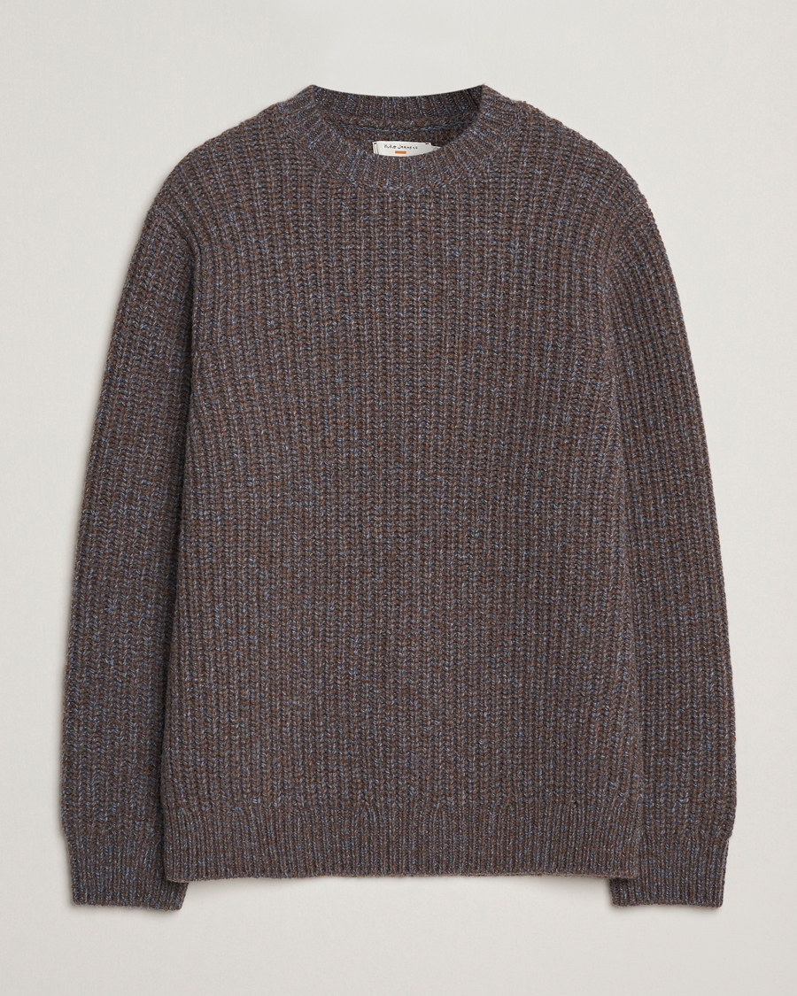 Herren | Pullover | Nudie Jeans | August Chunky Knitted Wool Sweater Brown