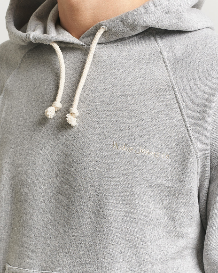 Herren | Pullover | Nudie Jeans | Gunde Logo Hoodie Grey Melange