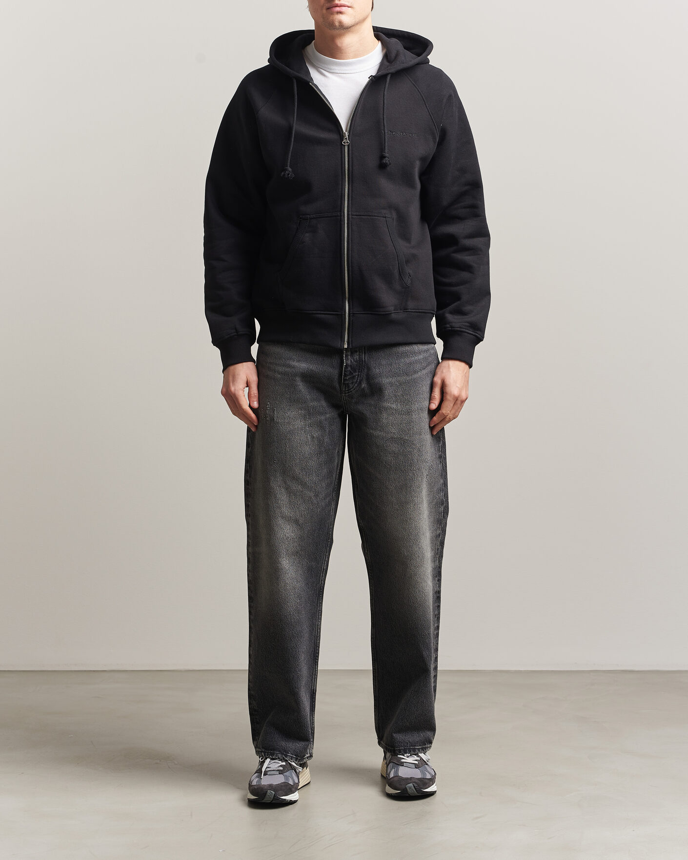 Herren | Pullover | Nudie Jeans | Gunde Logo Full Zip Hoodie Black