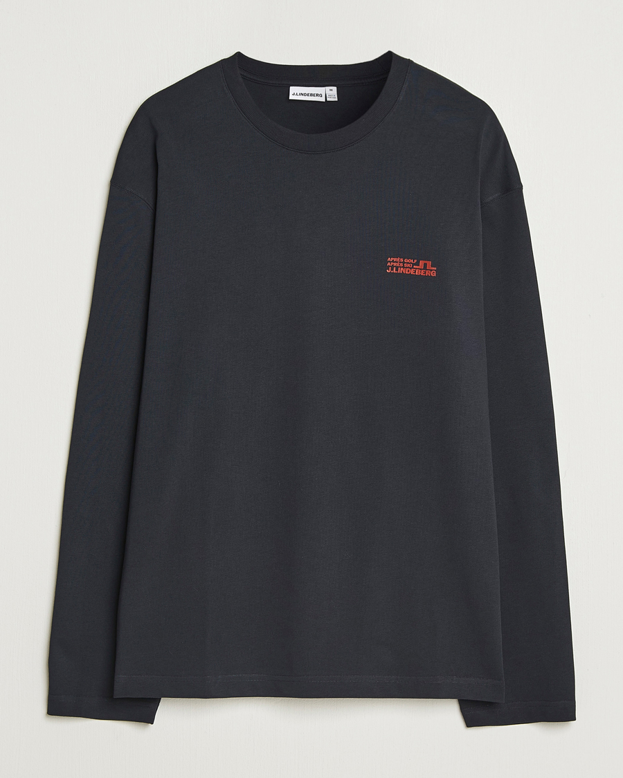 Herren | T-Shirts | J.Lindeberg | Walsh Printed Long Sleeve T-Shirt Black