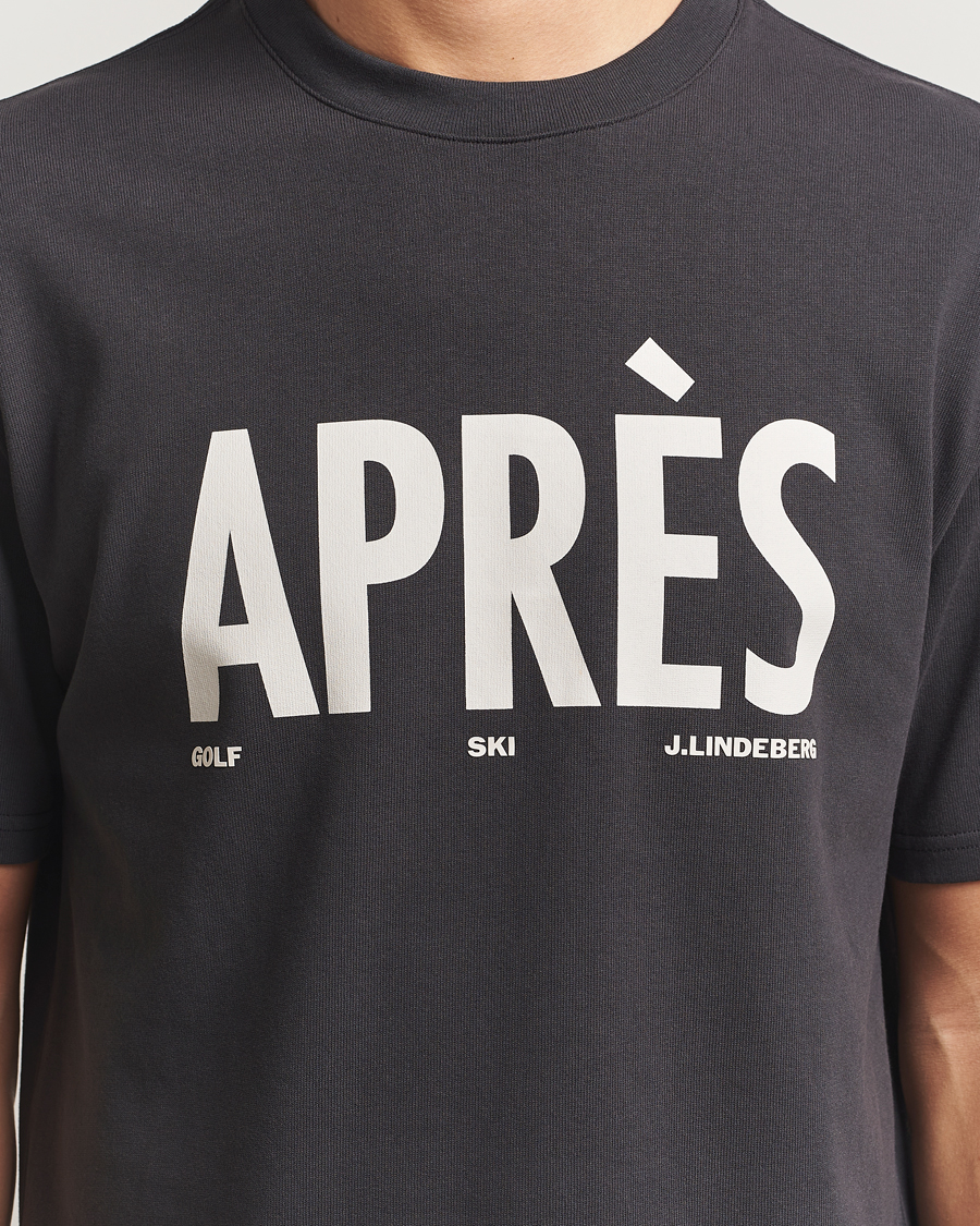 Herren | T-Shirts | J.Lindeberg | Hale Printed Crew Neck T-Shirt Black