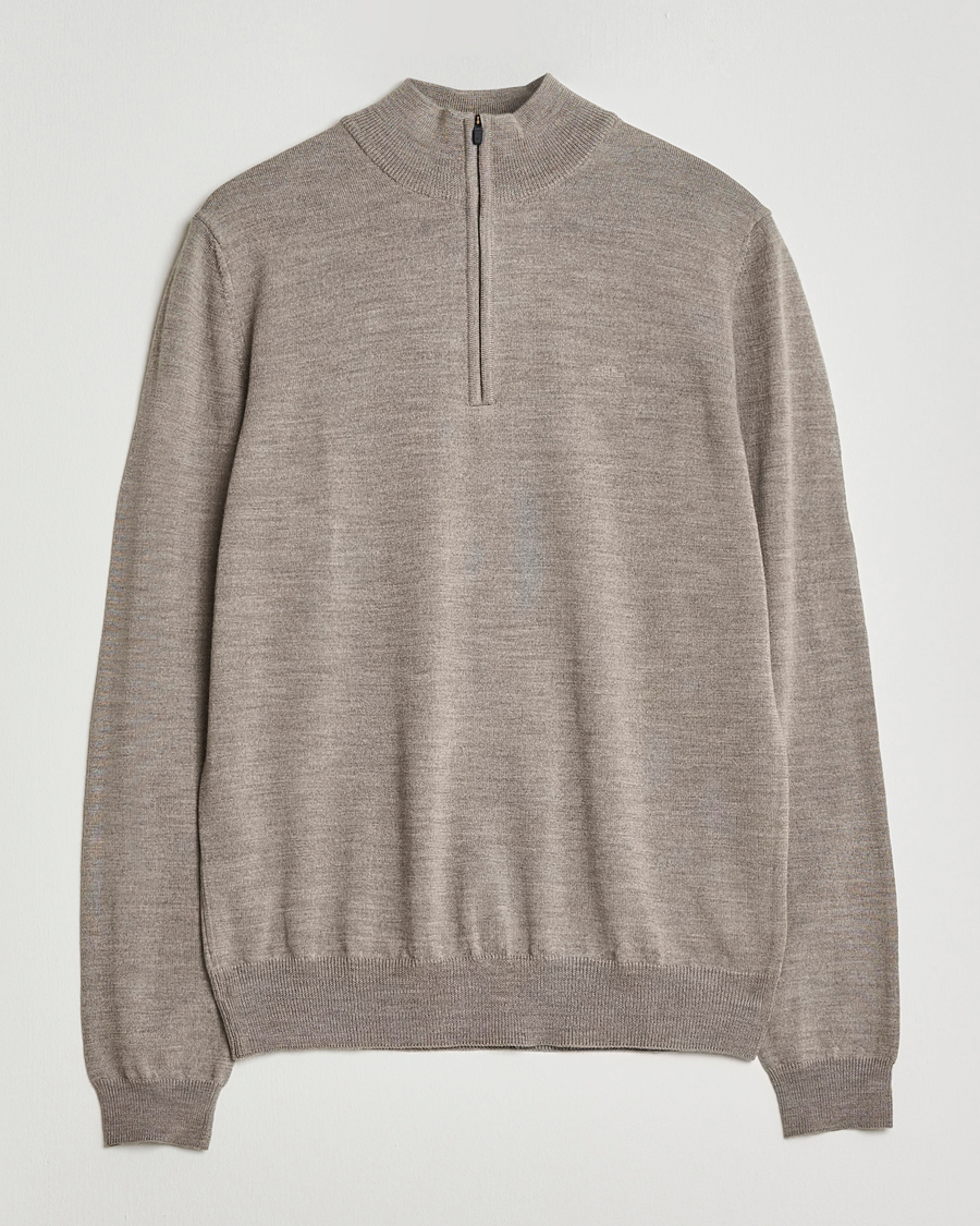Herren | Pullover | J.Lindeberg | Kiyan Merino Half Zip Brindle Melange
