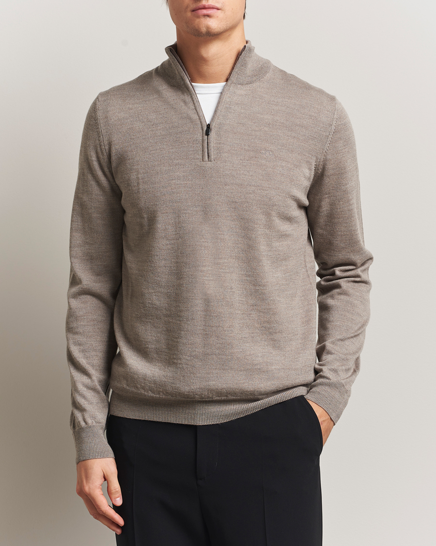 Herren | Pullover | J.Lindeberg | Kiyan Merino Half Zip Brindle Melange