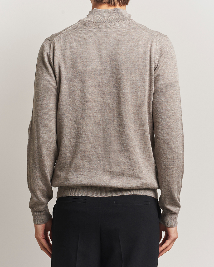 Herren | Pullover | J.Lindeberg | Kiyan Merino Half Zip Brindle Melange