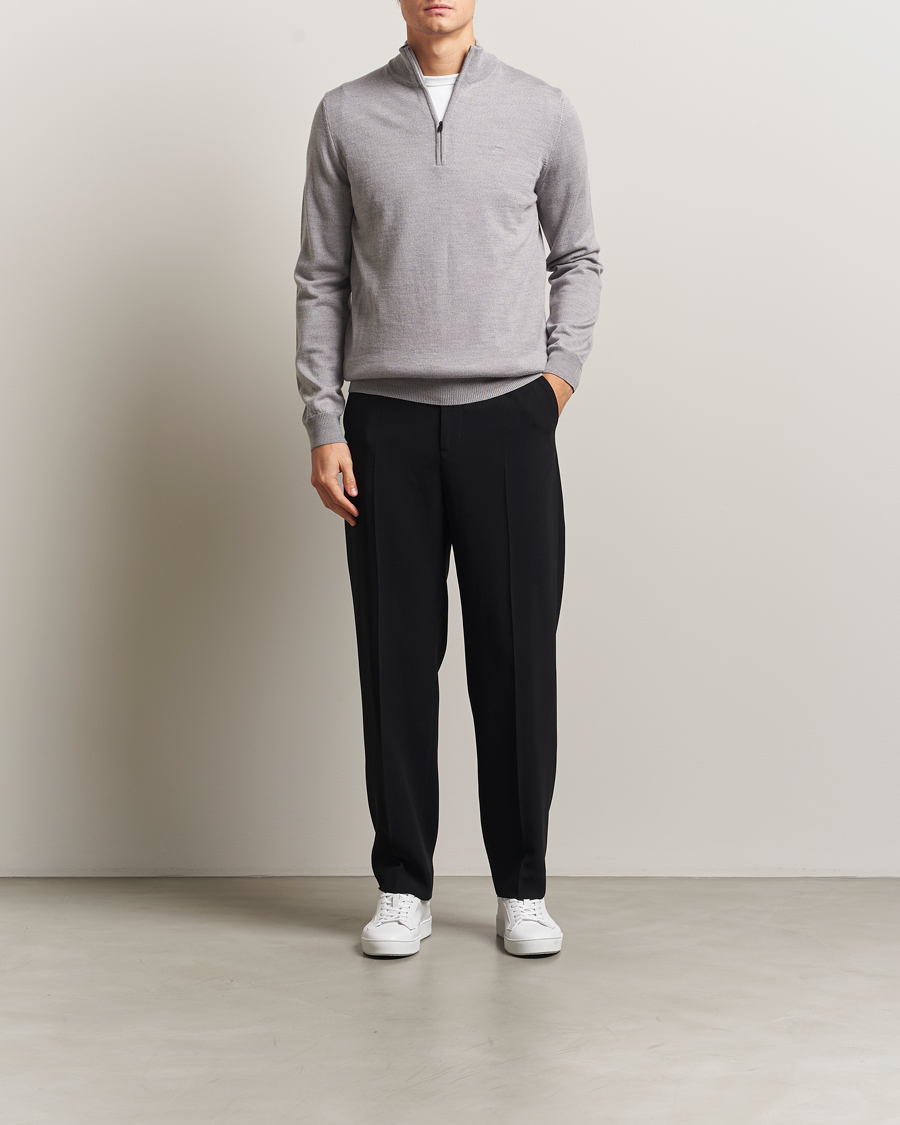 Herren | Pullover | J.Lindeberg | Kiyan Merino Half Zip Medium Grey Melange