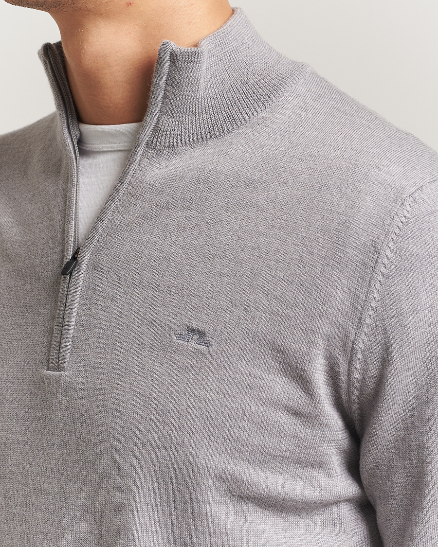 Herren | Pullover | J.Lindeberg | Kiyan Merino Half Zip Medium Grey Melange
