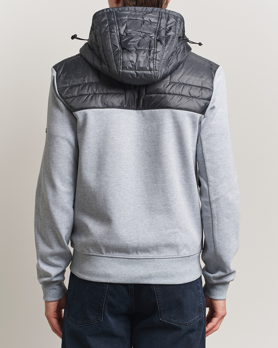 Herren | Pullover | J.Lindeberg | Seth Hybrid Hooded Full Zip Medium Grey Melange