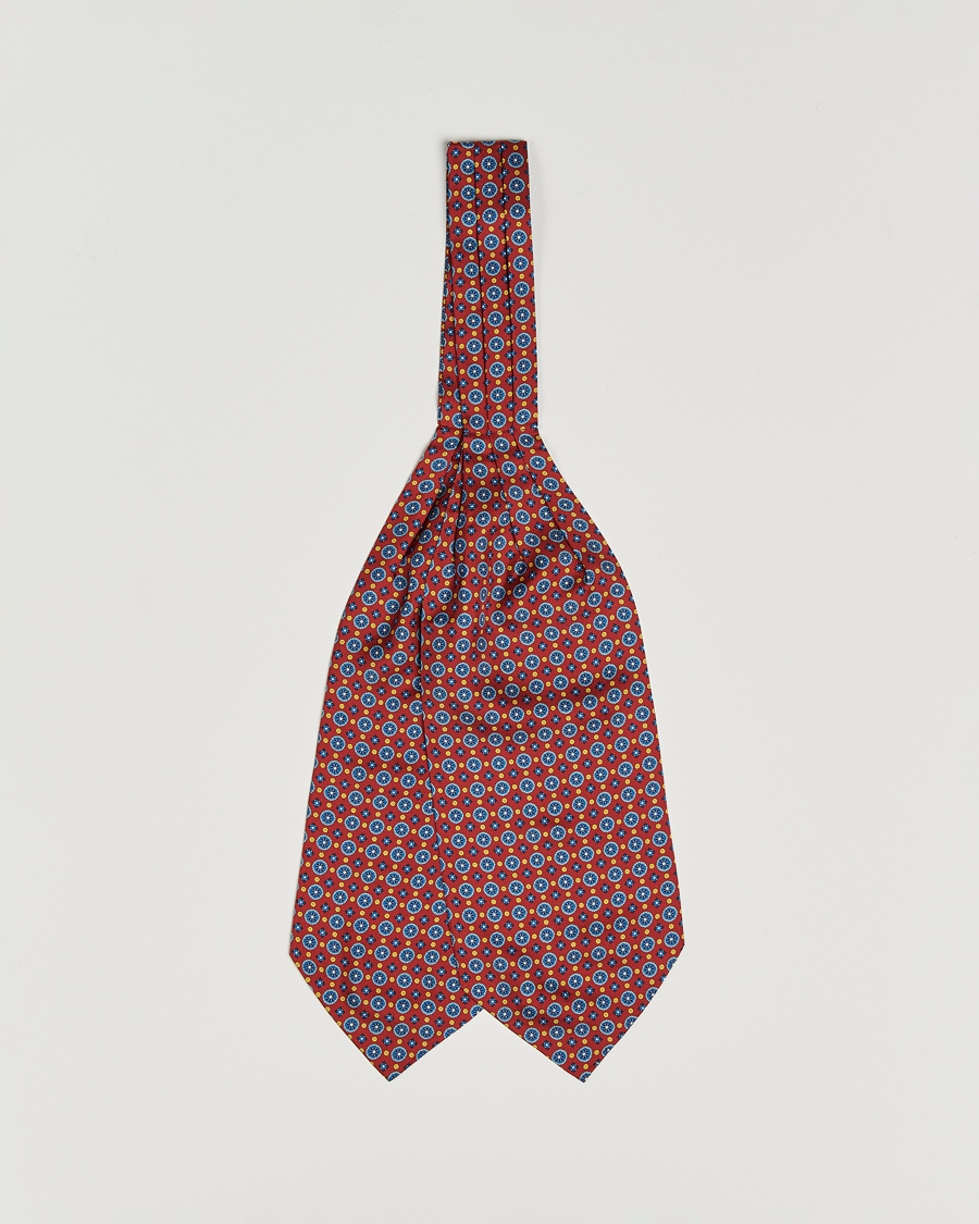 Herren | Amanda Christensen Silk Twill Medallion Ascot Wine Red | Amanda Christensen | Silk Twill Medallion Ascot Wine Red