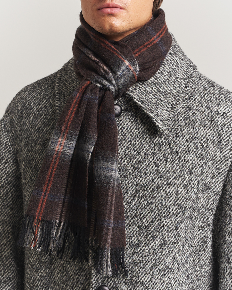 Herren | Amanda Christensen Wool Checked Scarf Brown | Amanda Christensen | Wool Checked Scarf Brown