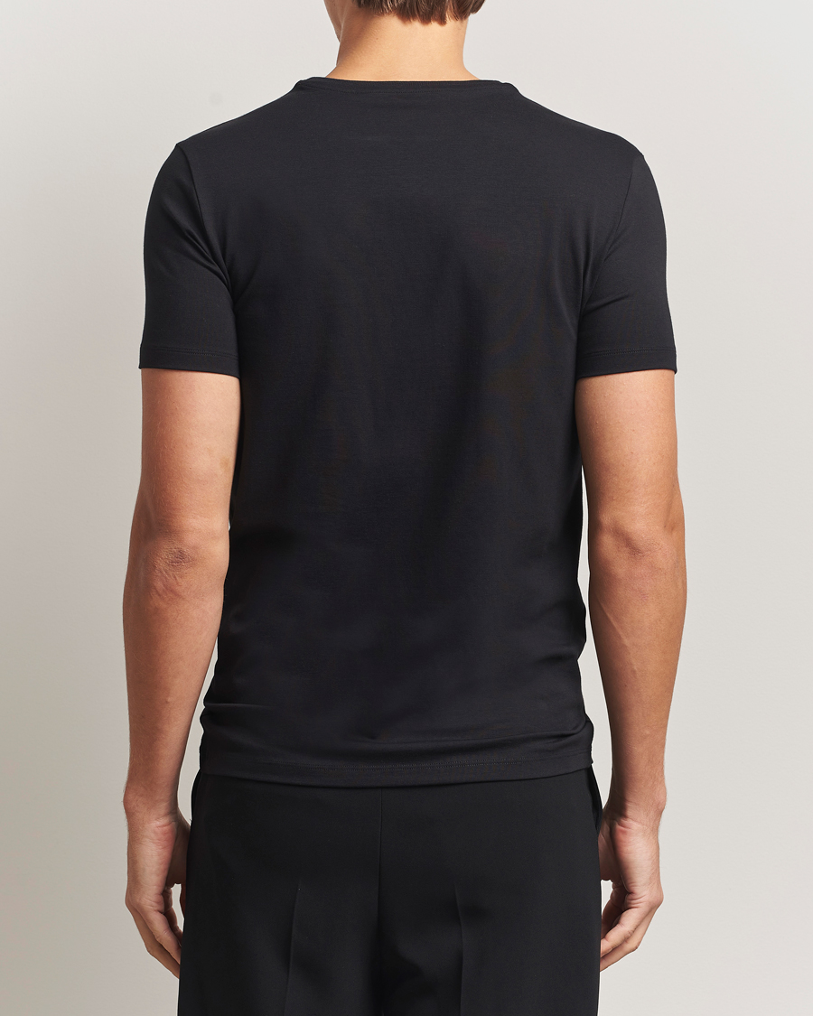 Herren | T-Shirts | Falke | 2-Pack Cotton V-Neck T-Shirt Black