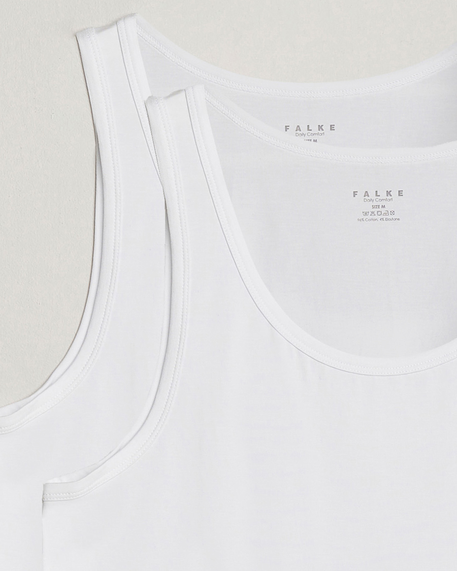 Herren | T-Shirts | Falke | 2-Pack Cotton Tank Top White